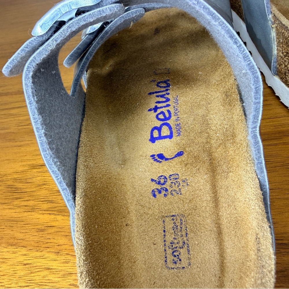 Betula Birkenstock Leo Silver Buckle Sandals Size EU 36 Womens Size 5.5 Boho - Picture 9 of 10